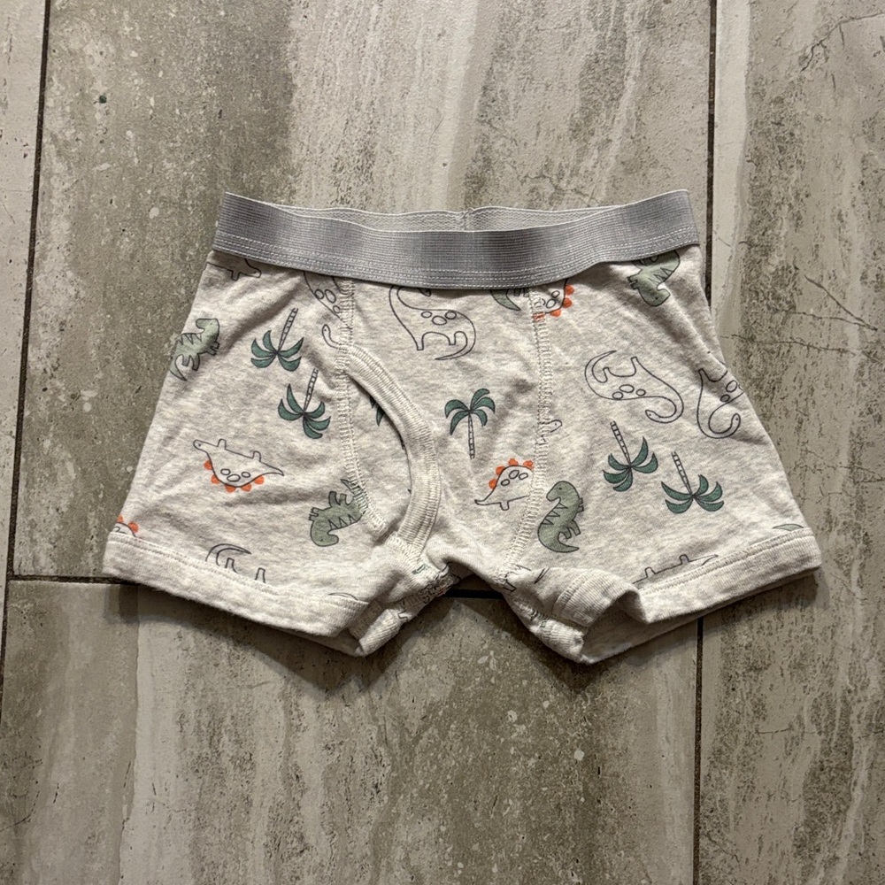 Carter's Light Gray Dino Boxer Briefs with Green & Orange Accents